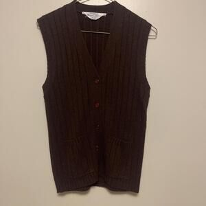Vintage sz M Gimbels Men's Store Brown Button Front Sweater Vest